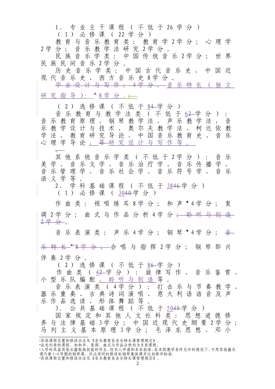 音乐教育专业方向本科培养方案_第2页