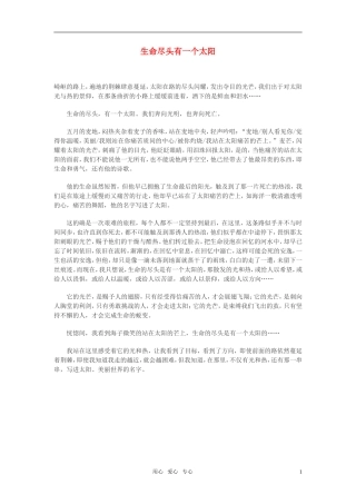 高中语文-生命尽头有一个太阳作文素材