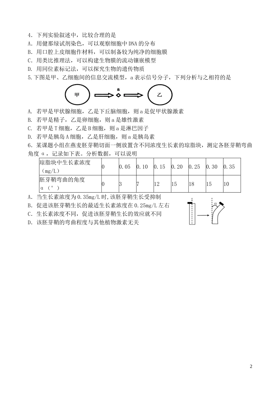 山东省2013届高三理综模拟试题(二)(生物部分)_第2页