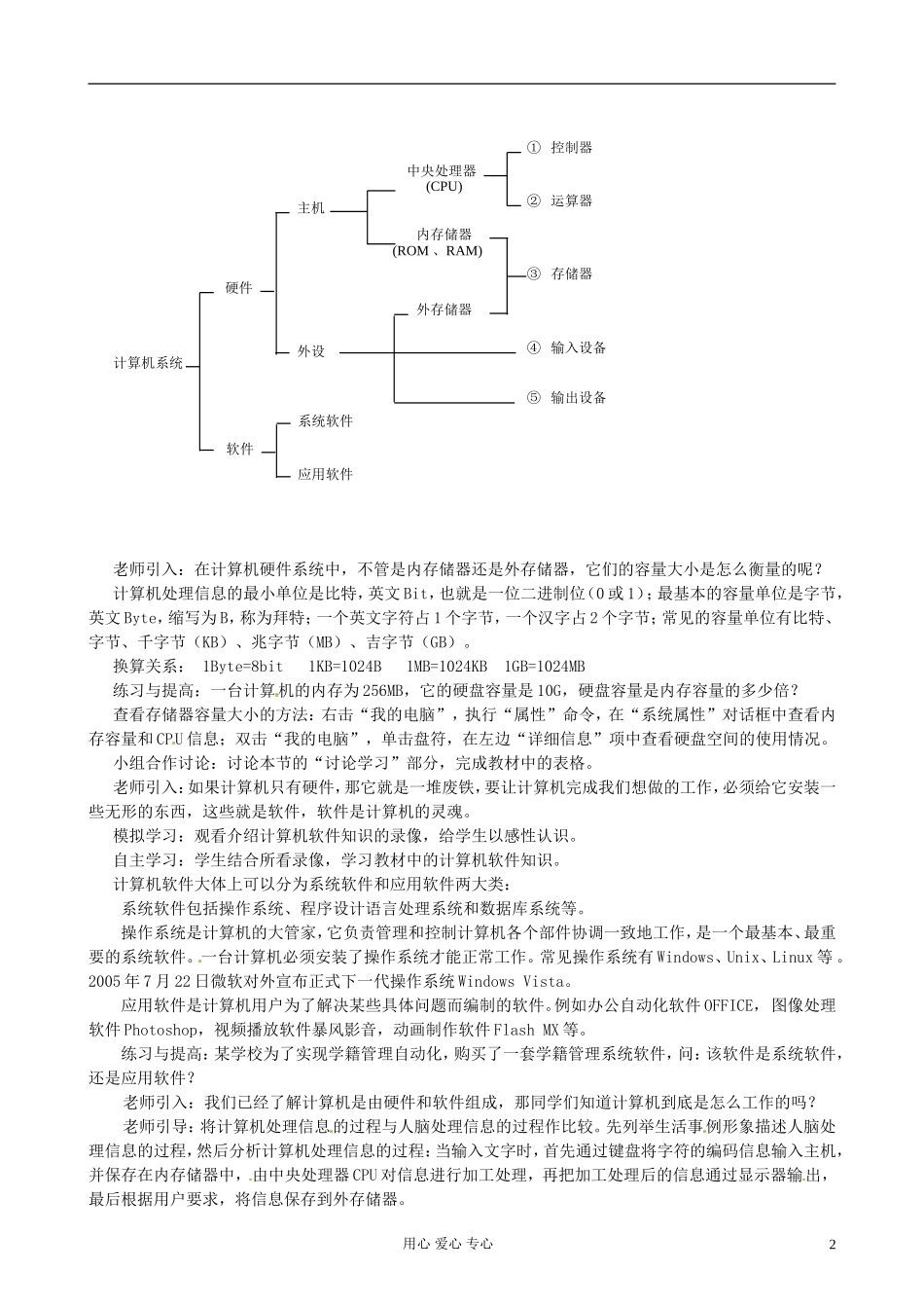 江苏省徐州市高中信息技术《第二章第一节认识我的计算机》教案_第2页