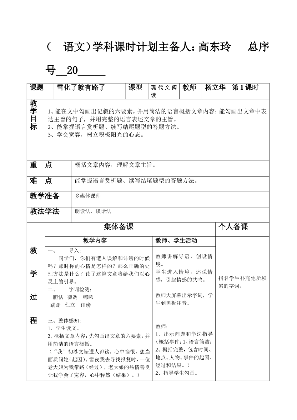 20现代文《雪一化就有路了》_第1页