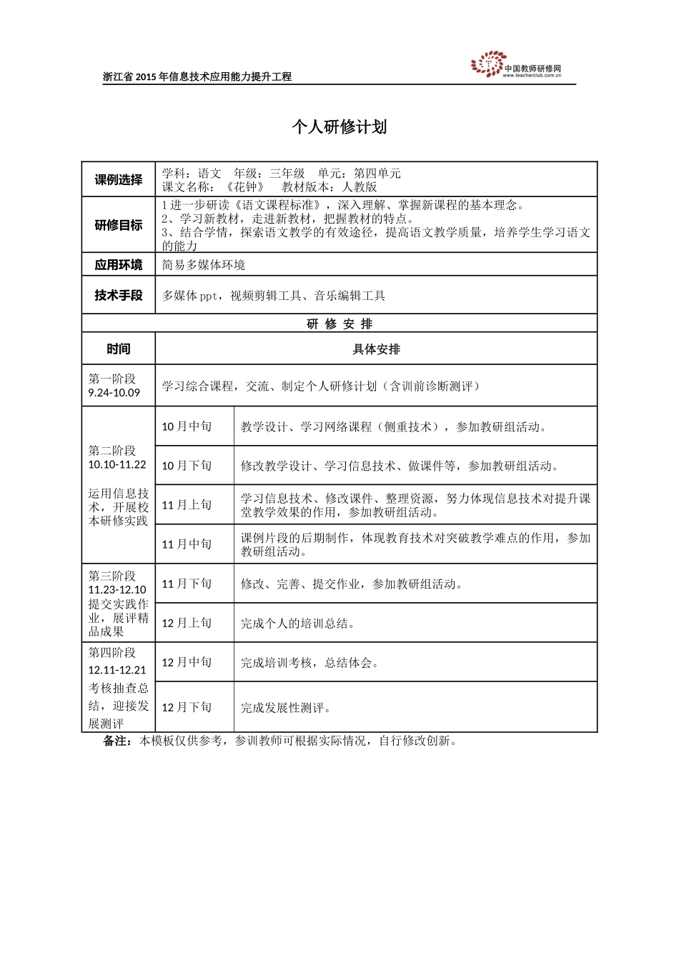 金银梨个人研修计划_第1页