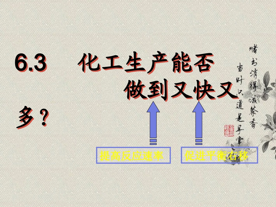 高一化学下册-6.3《化工生产能否做到又快又多》课件-沪科版_第1页
