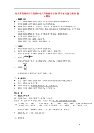 河北省高碑店市白芙蓉中学九年级化学下册-第十单元复习提纲-新人教版