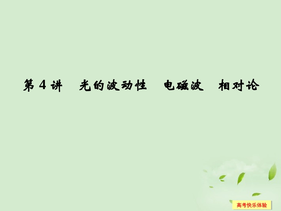 高中物理-第4讲-光的波动性-电磁波-相对论课件-选修3-4_第1页