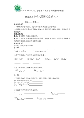 9.51多项式的因式分解