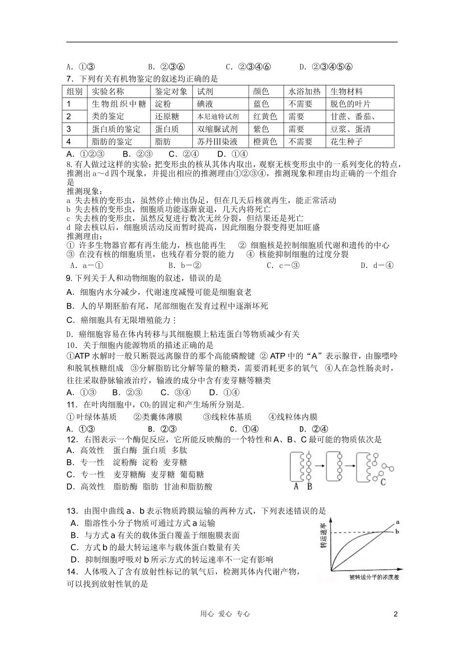浙江省杭州师范大学附属中学2010-2011学年高二生物上学期期末考试试题_第2页