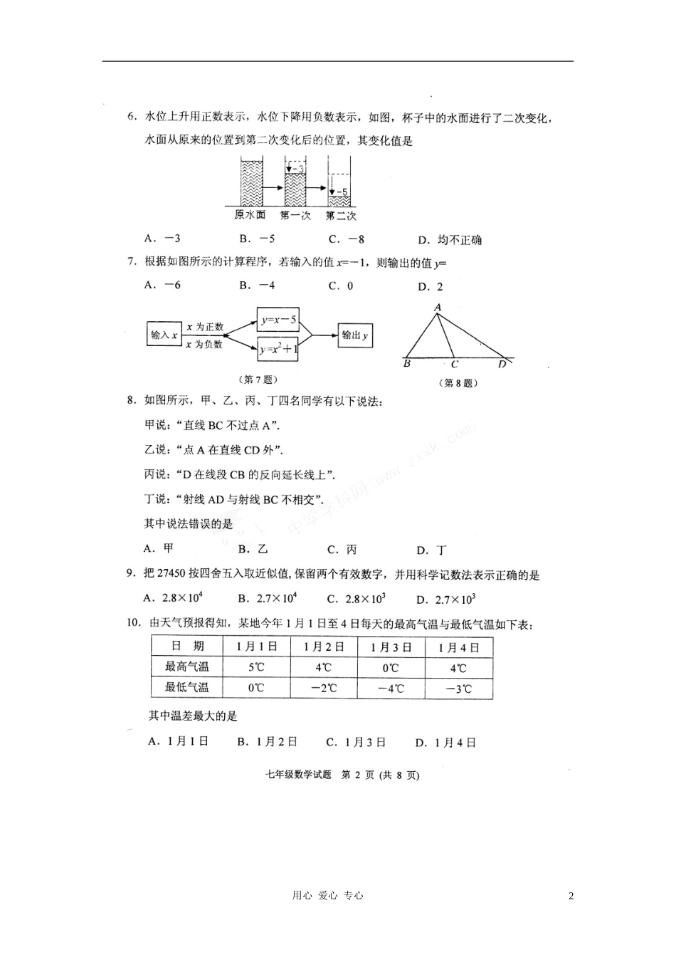 河北省保定市物挥四分校2011-2012学年七年级数学期末考试试题(扫描版)(无答案)_第2页