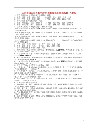 山东省临沂三中高中语文-基础知识提升训练13-人教版
