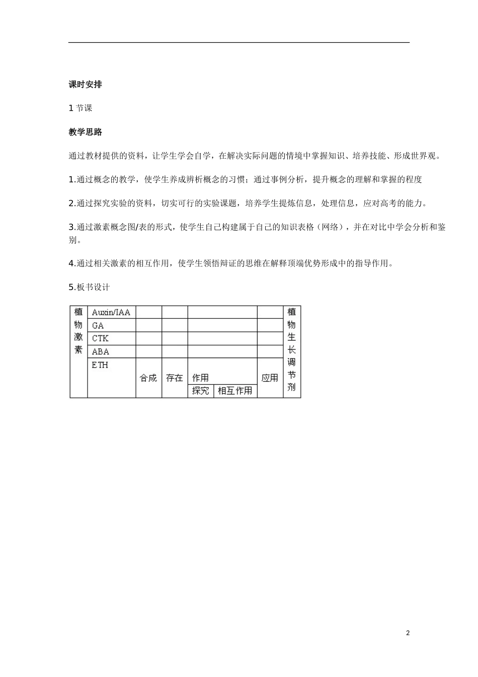 高中生物-1.1.2《植物体内的其他激素》教案-中图版必修3_第2页
