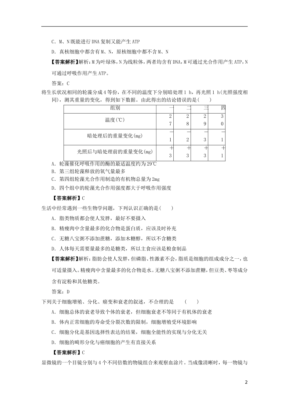 2012年高三生物二轮专题演练-分子与细胞专题38_第2页