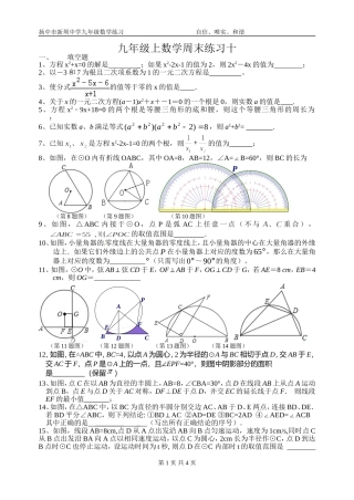 九年级上数学周末练习十