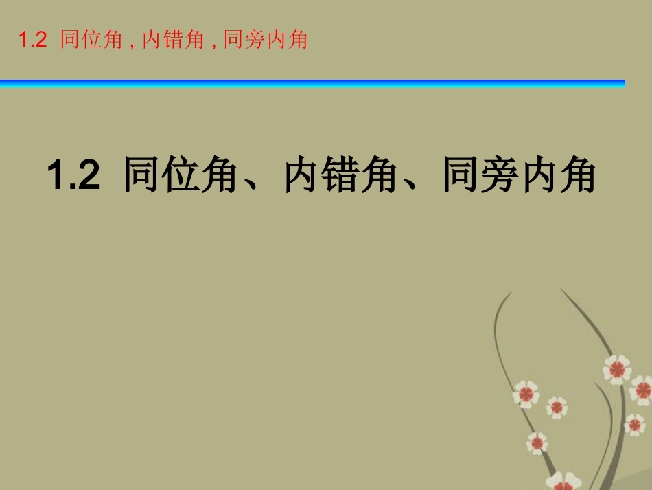 浙江省永嘉县大若岩镇中学七年级数学下册《1.2-同位角、内错角、同旁内角》课件-浙教版_第1页
