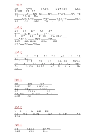 五年级下册分单元单词