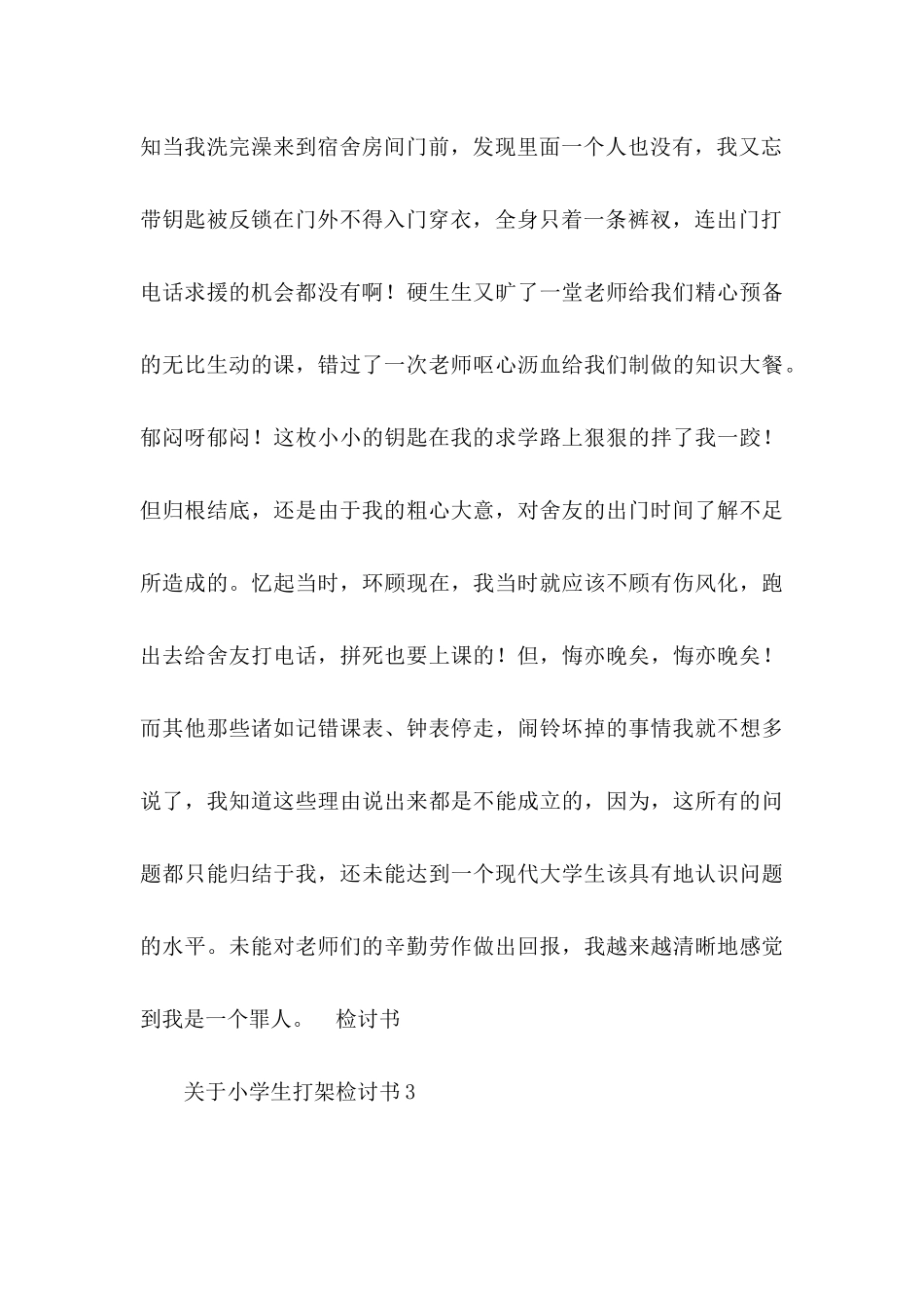 小学生打架检讨书_第3页