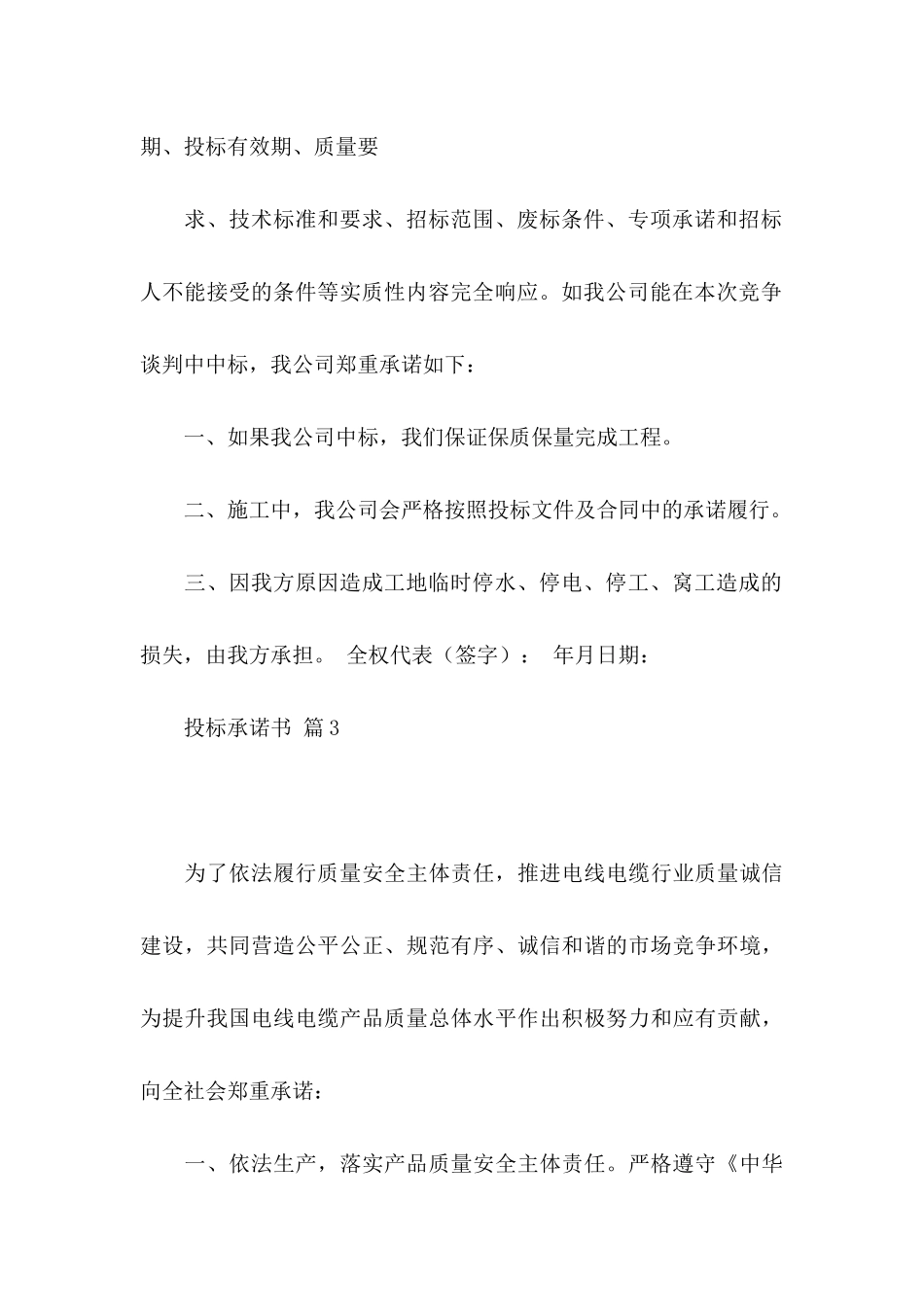 投标承诺书范文6篇_第3页