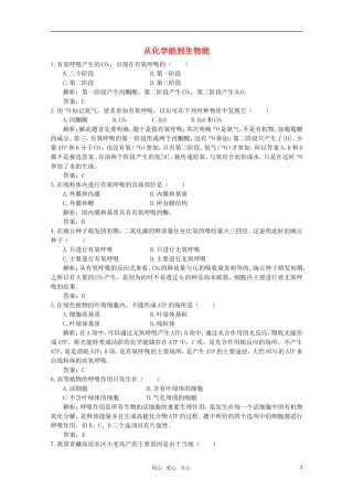 高中生物《从化学能到生物能》同步练习2-中图版必修1