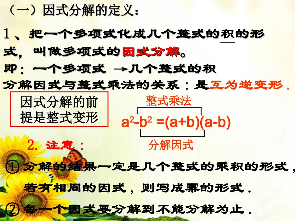 浙江省温岭市城南中学2011-2012学年初中数学-因式分解课件-新人教版_第2页