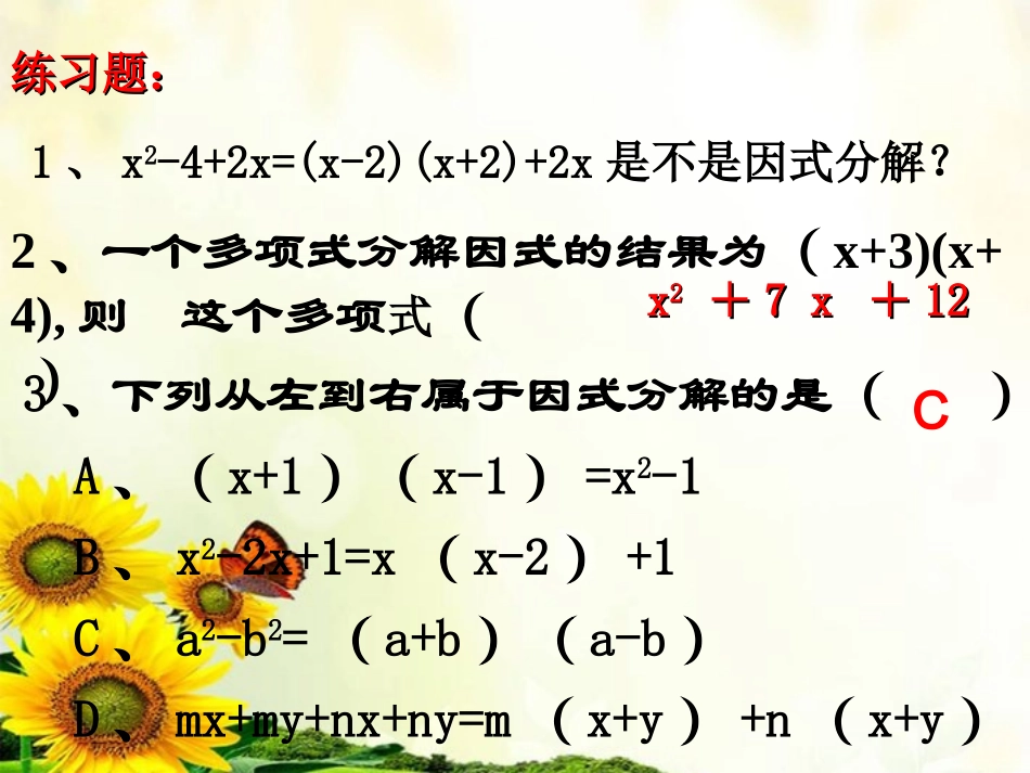 浙江省温岭市城南中学2011-2012学年初中数学-因式分解课件-新人教版_第3页