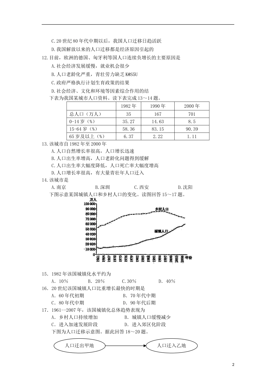 陕西省师大附中2011-2012学年高一地理下学期期中试题_第2页