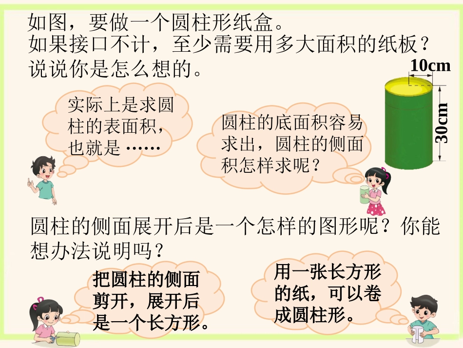 圆柱形纸盒-圆柱的表面积_第1页