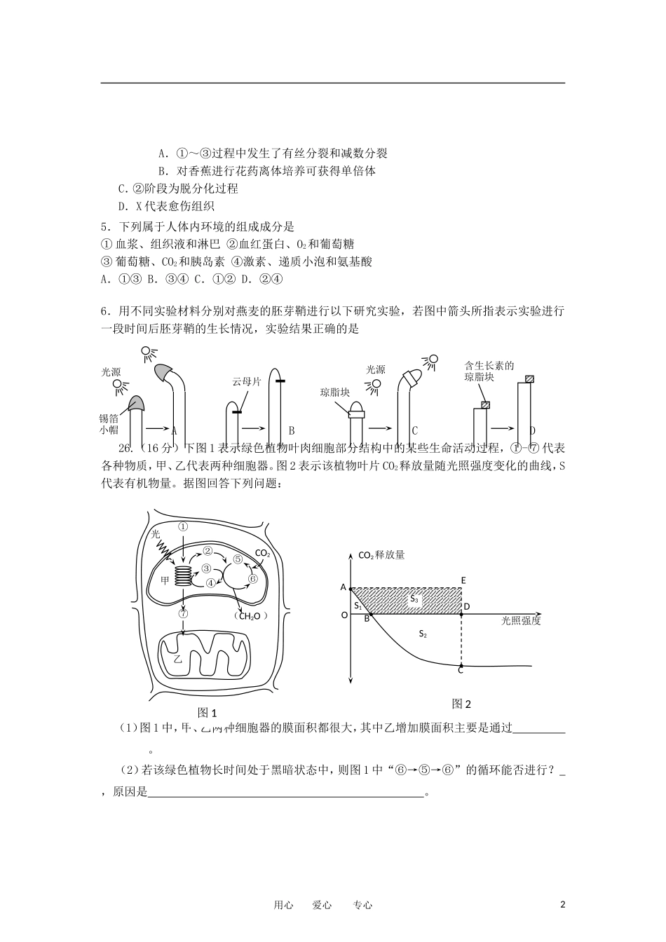 广东省汕头四中2013届高三生物第二次月考试卷新人教版_第2页