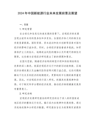 2024年中国新能源行业未来发展前景及展望