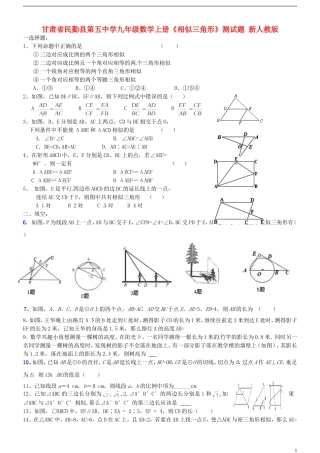 甘肃省民勤县第五中学九年级数学上册《相似三角形》测试题(无答案)-新人教版