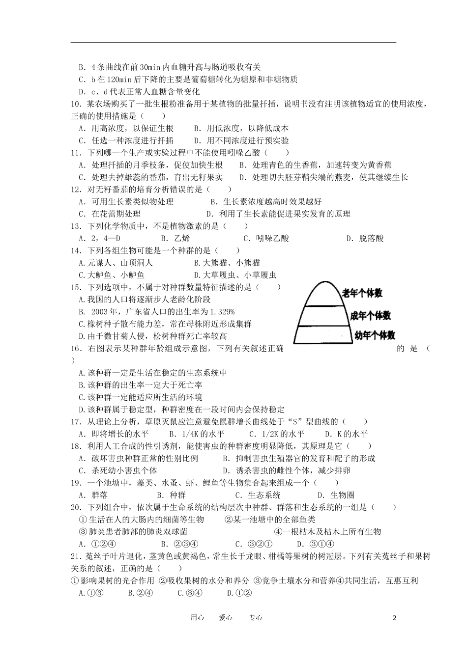 云南省曲靖市茚旺高级中学2010-2011学年高二生物10月月考试题(无答案)_第2页