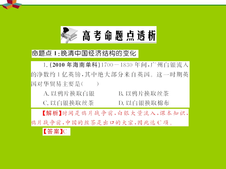 《随堂优化训练》2012年高中历史-第三单元-单元知识整合课件-新人教版必修2-新课标_第3页