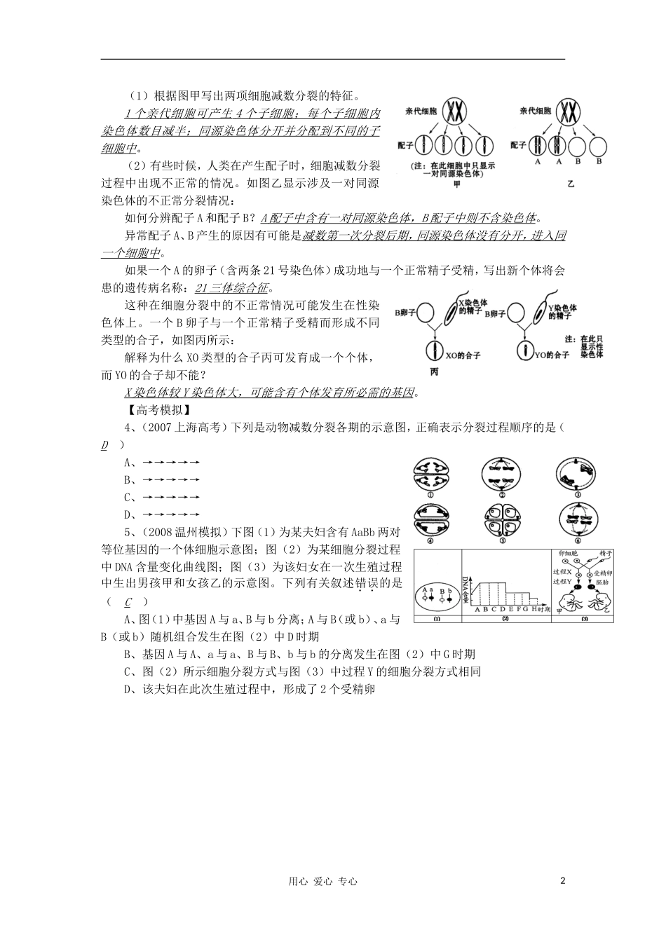 高中生物-同步讲练结合42-有丝分裂与减数分裂图像的判断-中图版必修1_第2页