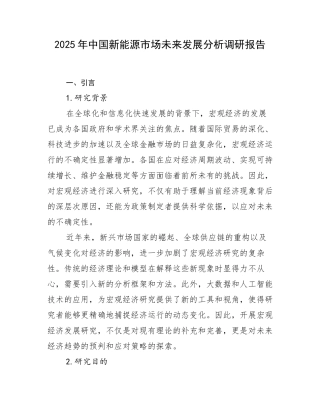 2025年中国新能源市场未来发展分析调研报告