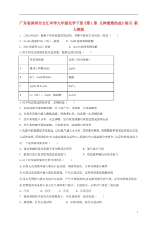 广东省深圳市文汇中学九年级化学下册《第1章-几种重要的盐》练习(无答案)-新人教版