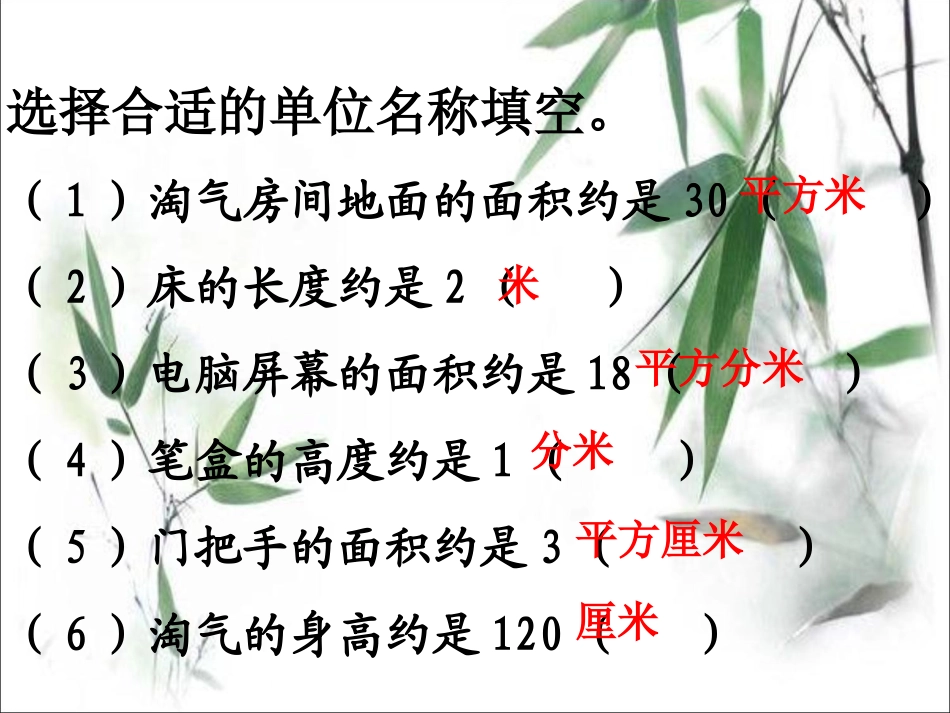 人教2011版小学数学三年级面积复习课课件_第3页