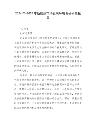2024年-2025年新能源市场发展环境调研研究报告