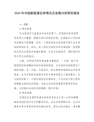 2024年中国新能源总体情况及发展分析研究报告