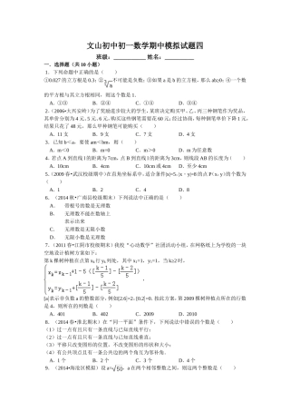 文山初中初一数学期中模拟试题四