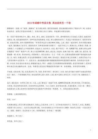 四川省成都市2013年中考语文满分作文-再也没有另一个你