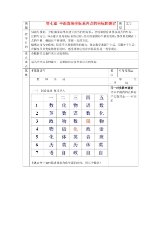 平面直角坐标系中点的坐标的确定