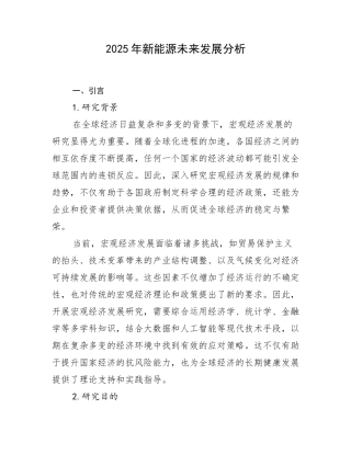 2025年新能源未来发展分析
