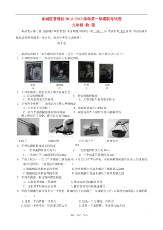 北京市东城区普通校2013届九年级物理11月联考试题-新人教版