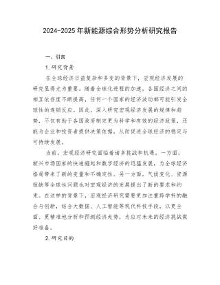 2024-2025年新能源综合形势分析研究报告