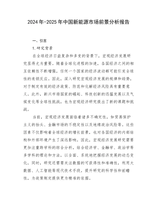 2024年-2025年中国新能源市场前景分析报告