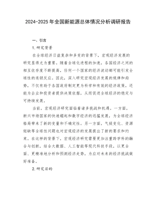 2024-2025年全国新能源总体情况分析调研报告