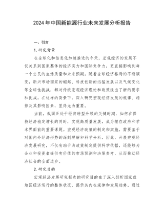 2024年中国新能源行业未来发展分析报告
