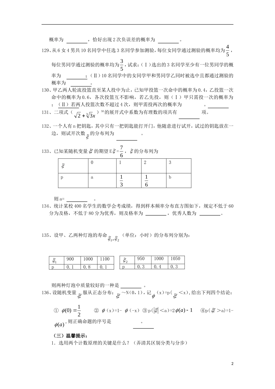 广东省汕头鑫山中学2012届高三数学回扣课本复习指南之六-排列、组合、二项式定理-理_第2页