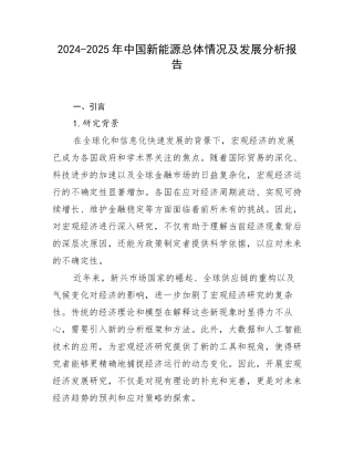 2024-2025年中国新能源总体情况及发展分析报告