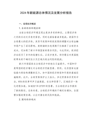 2024年新能源总体情况及发展分析报告