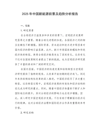2025年中国新能源前景及趋势分析报告