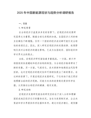 2025年中国新能源现状与趋势分析调研报告
